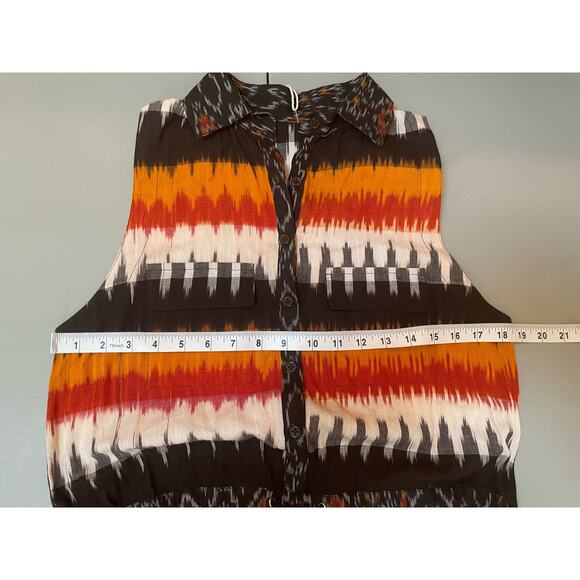 Chaudry Midi Boho Sleeveless Dress Size Small Chic Pockets Collar NWT - Picture 3 of 5